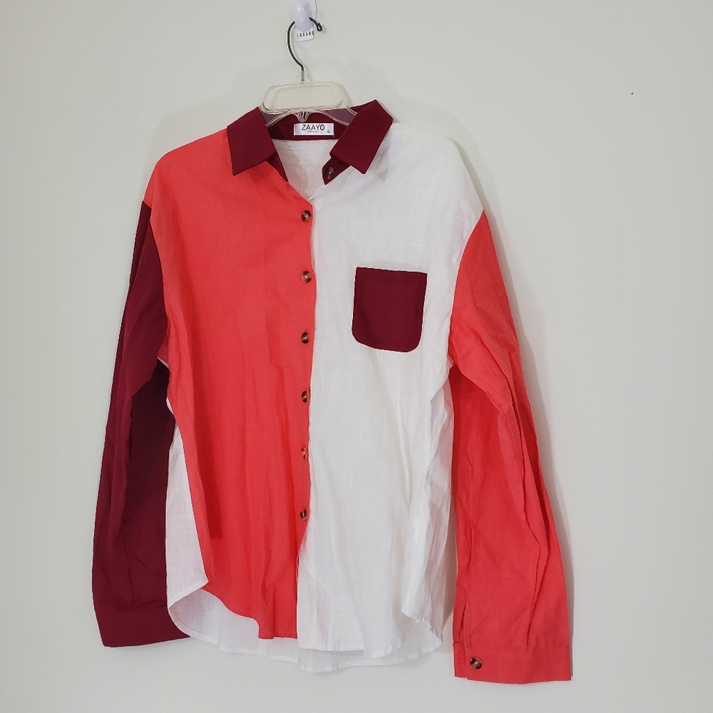 Zaayo 100% Cotton Colorblock Shirt, Size XL